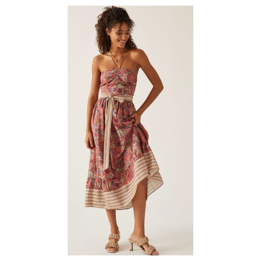 NWOT Anthropologie Let Me Be Halter Boho Printed Maxi Dress  Size Small